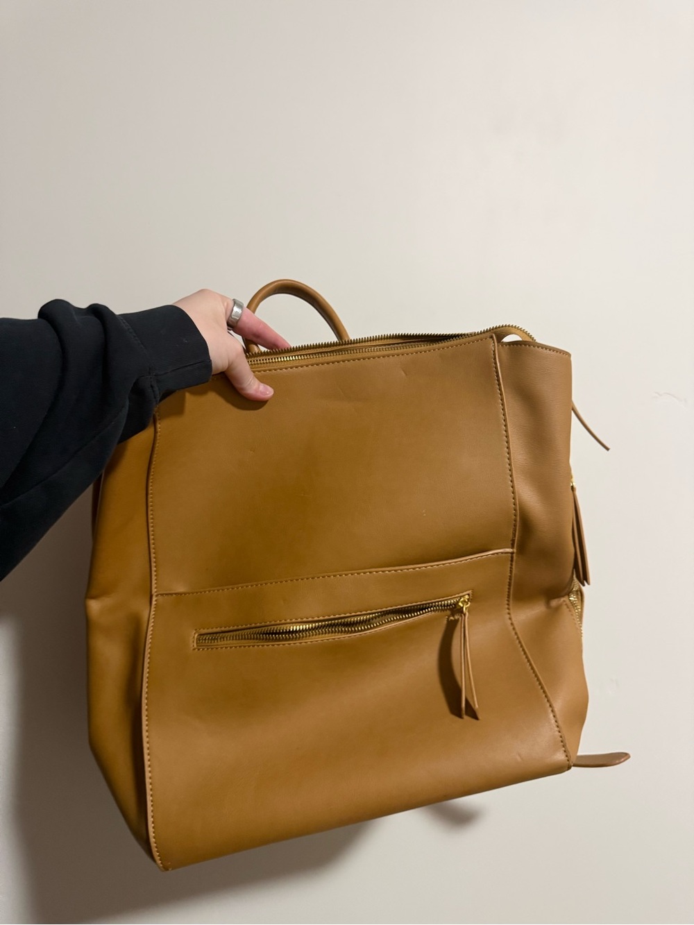 Fawn Design Caramel Leather Backpack with Gold Hardware